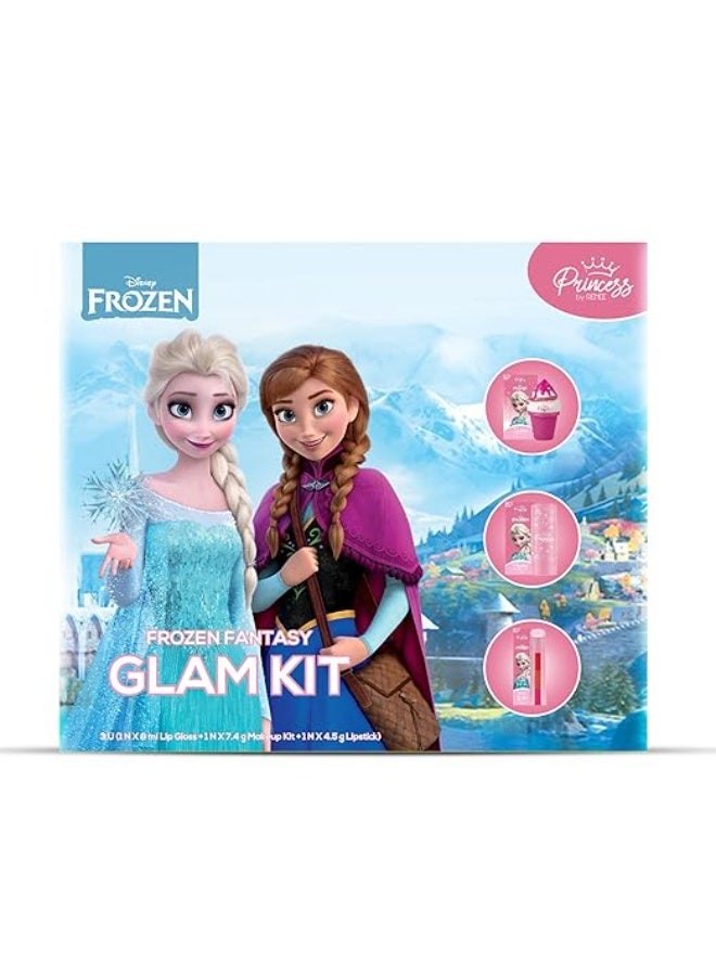 رينيه مجموعة أميرة من رينيه ديزني فروزن فانتسي جلام | مجموعة مكياج لطيفة على البشرة للفتيات الصغيرات | تتضمن مجموعة مكياج إلسا يونيكورن 7.4 غرام، ملمع شفاه بنكهة الآيس كريم 8 مل وأحمر شفاه ملون 3 في 1 بنكهة الحلوى 4.5 غرام. - Image 1